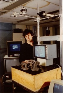 Range scanner used in 1983 at SRI International to gather 3-D point-cloud data.