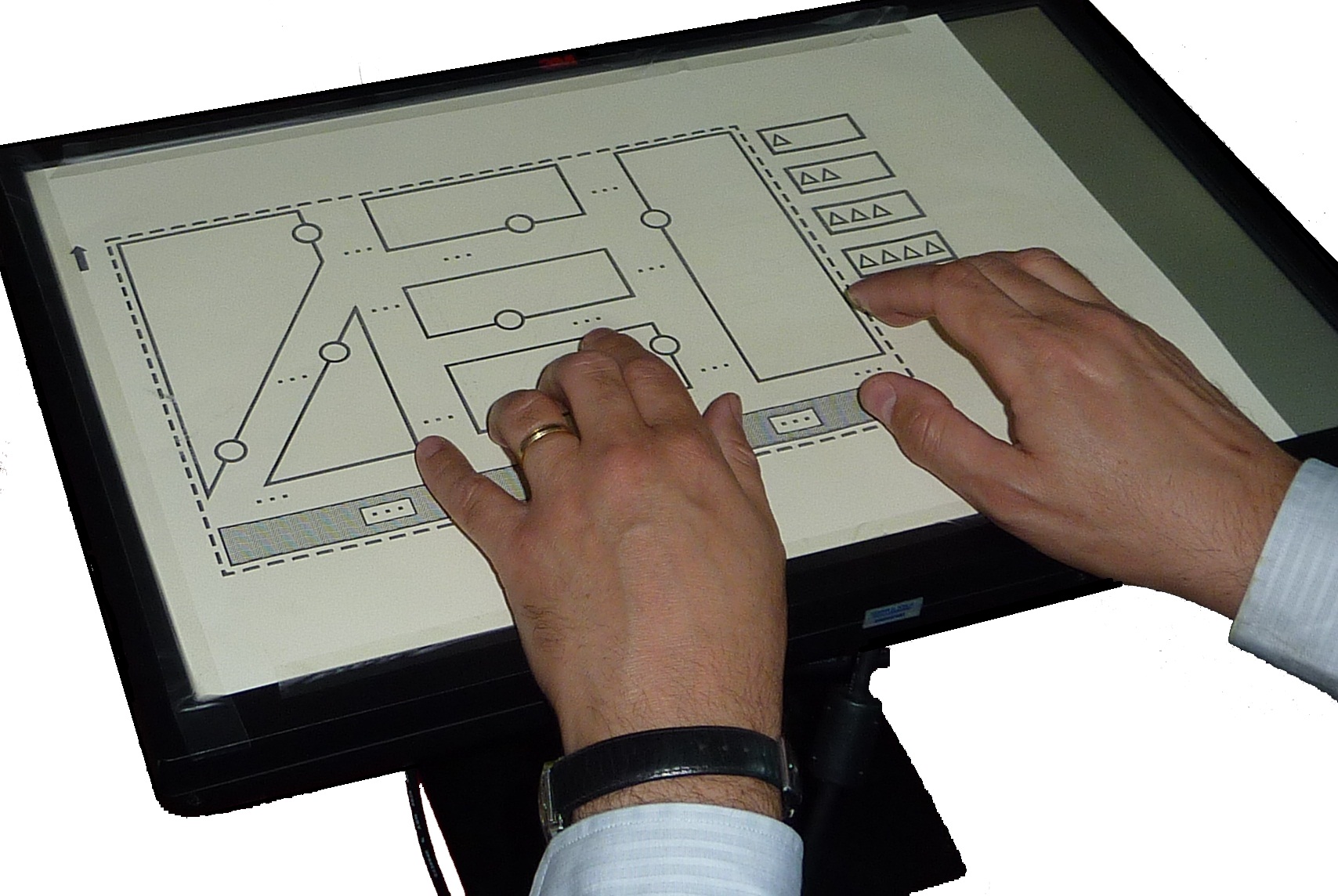 accessible interactive map: multi-touch screen with map overlay